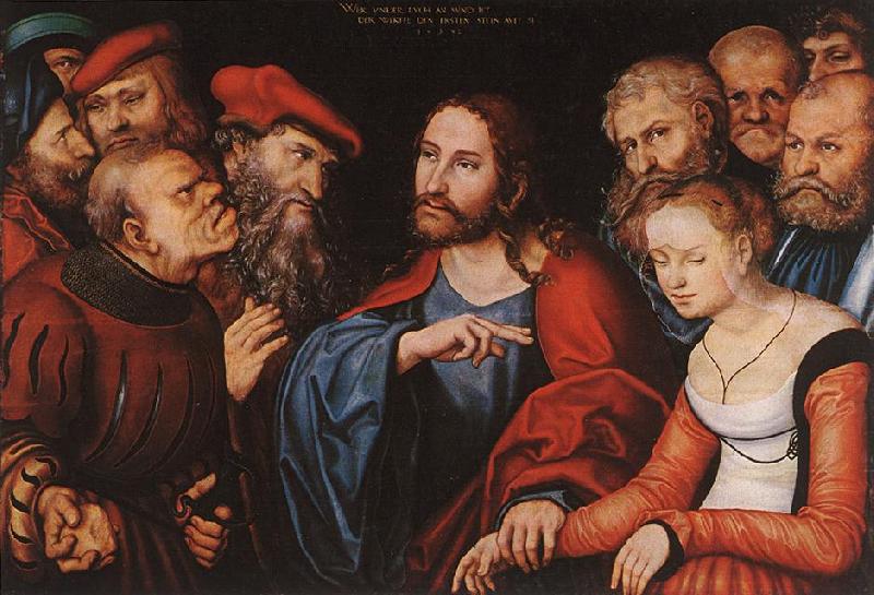 CRANACH, Lucas the Elder Christ and the Adulteress fgh oil painting picture